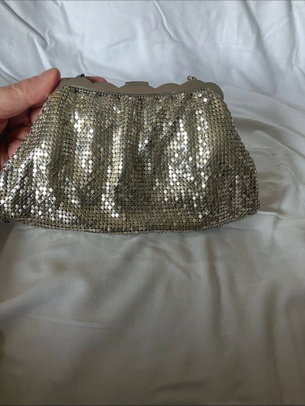 Silver Sequin Evening Clutch Handbag